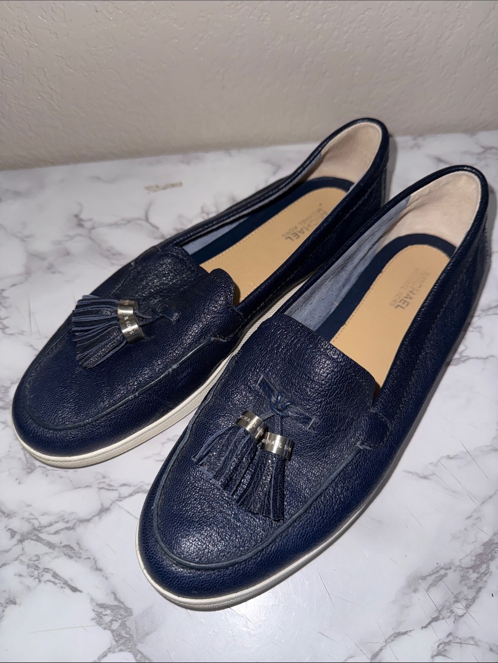 Michael Kors Navy Tassel Loafers 7.5